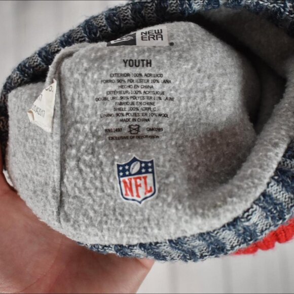 New England Patriots Fleece Lined Slouch Beanie Stocking Cap - Picture 3 of 4
